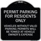 Signmission Permit Parking for Residents Vehicles w/o Valid Parking Permits Towe Alum, 18" x 18", BS-1818-23329 A-DES-BS-1818-23329 - alternate 1